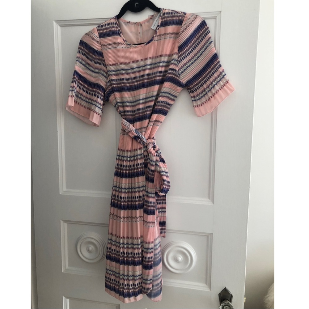 Striped patterned silk dress